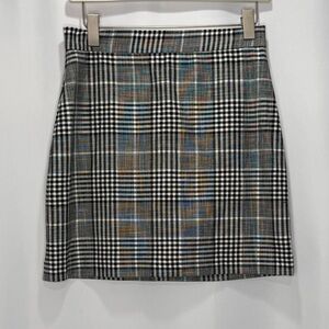 MNG Mango Suit Black and White Check Plaid Skirt